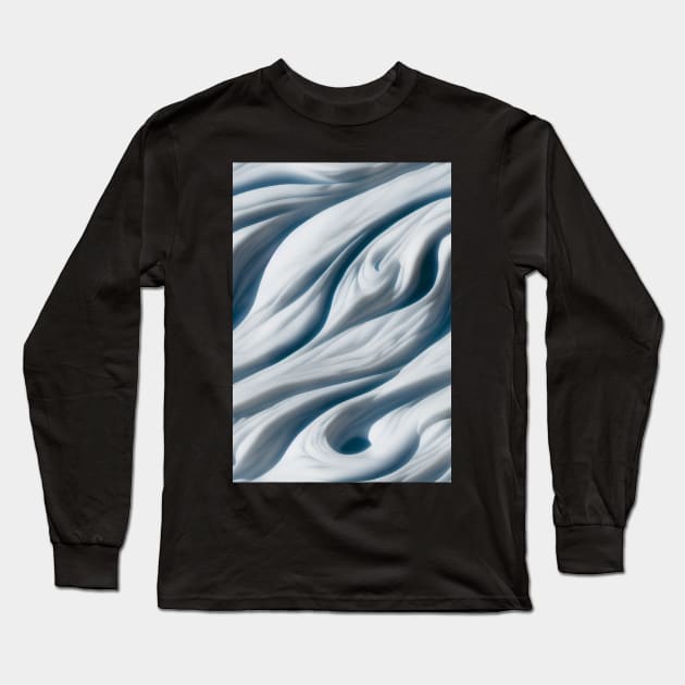 Luxurious White Blue Marble Stone Pattern #12 Long Sleeve T-Shirt by Endless-Designs